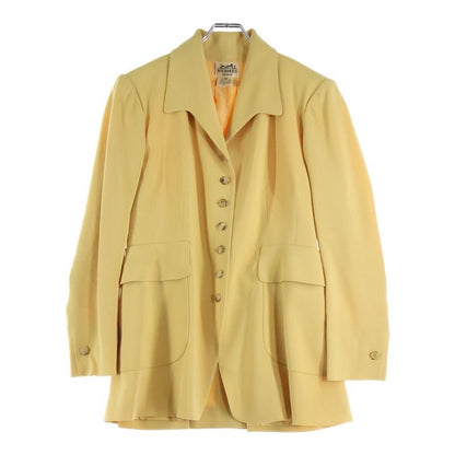 Hermes Wool 7B Tailored Long Jacket Yellow Women's