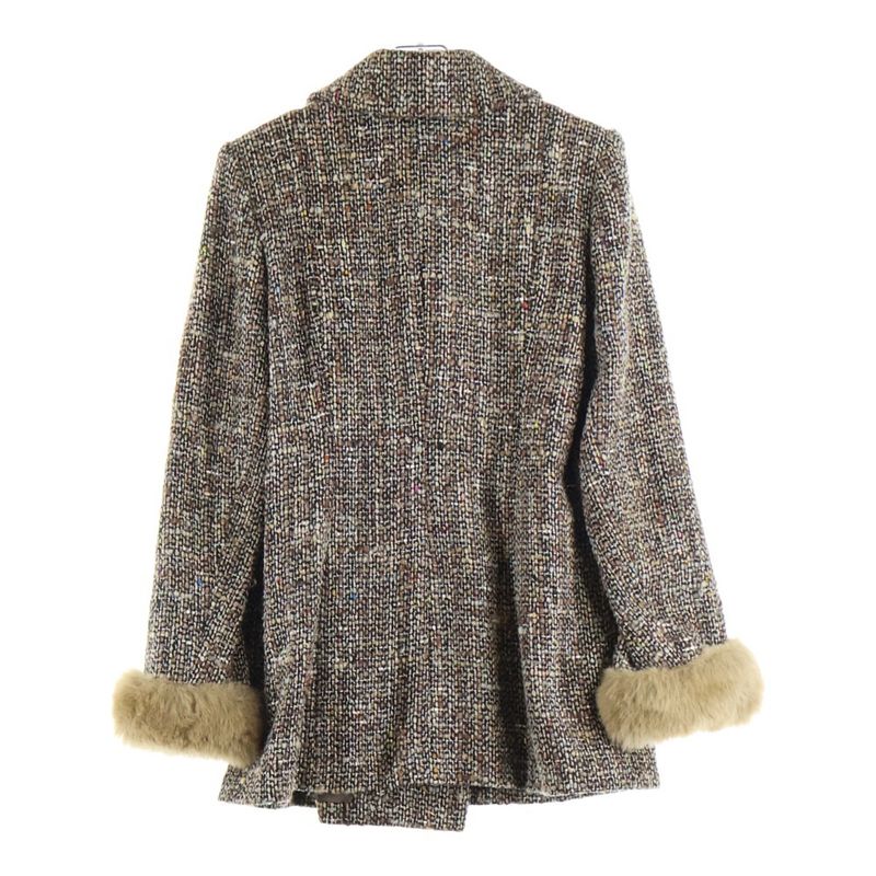 Celine OLD Wool Jacket With Fur Sleeves Brown