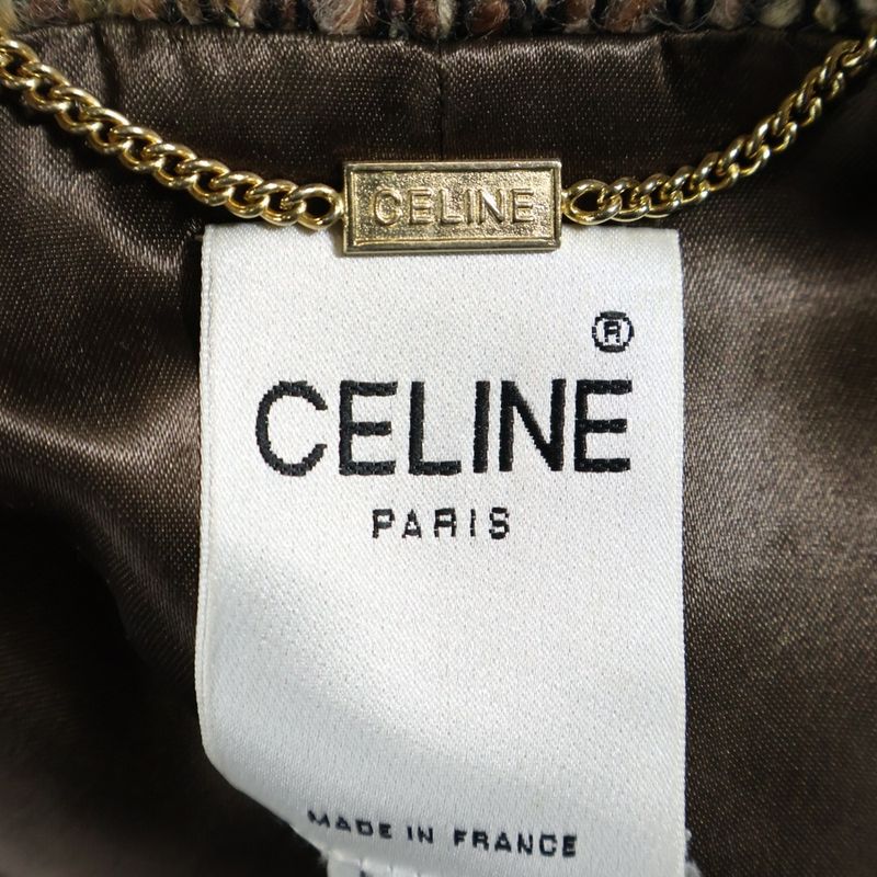 Celine OLD Wool Jacket With Fur Sleeves Brown