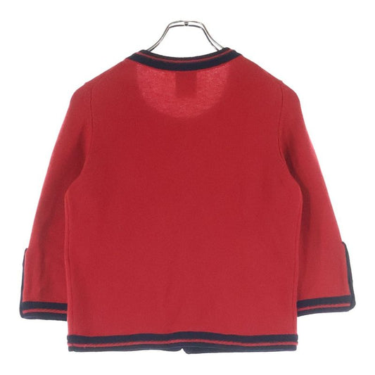Chanel Coco Mark Button Cashmere Knit Collarless Jacket Cardigan Red Women's