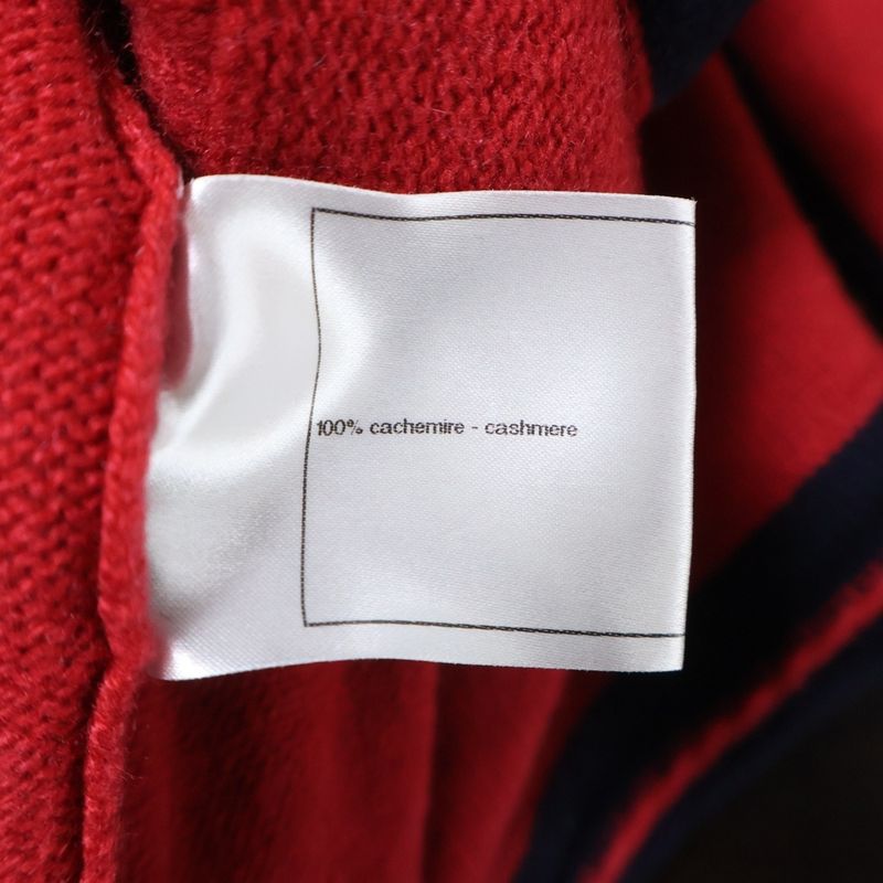 Chanel Coco Mark Button Cashmere Knit Collarless Jacket Cardigan Red Women's