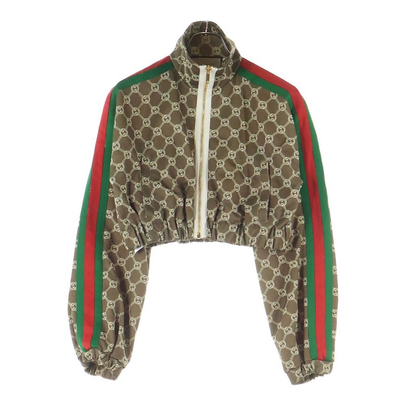 Gucci Interlocking G All Over Pattern Sherry Line Cropped Short Stand Collar