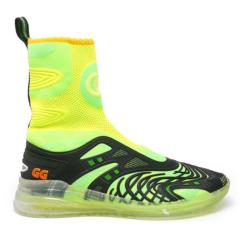 Gucci Ultrapeace R Knit High Cut Sneakers - 7.5 Black X Fluorescent