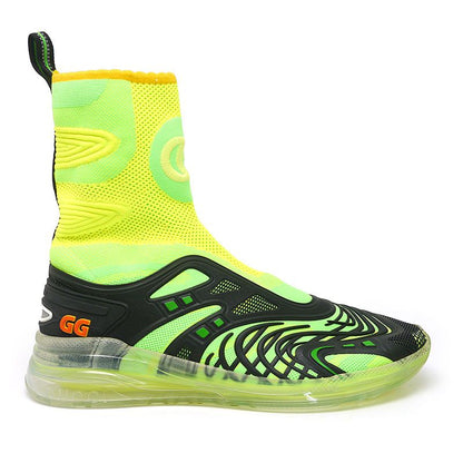 Gucci Ultrapeace R Knit High Cut Sneakers - 7.5 Black X Fluorescent