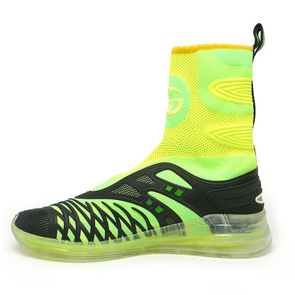 Gucci Ultrapeace R Knit High Cut Sneakers - 7.5 Black X Fluorescent