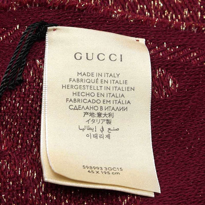 Gucci Lame Jaguar - Do Muffler - Shawl 598993 Red Fringe