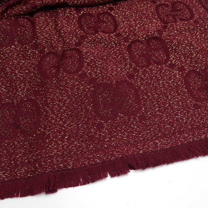Gucci Lame Jaguar - Do Muffler - Shawl 598993 Red Fringe