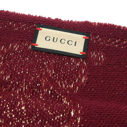 Gucci Lame Jaguar - Do Muffler - Shawl 598993 Red Fringe