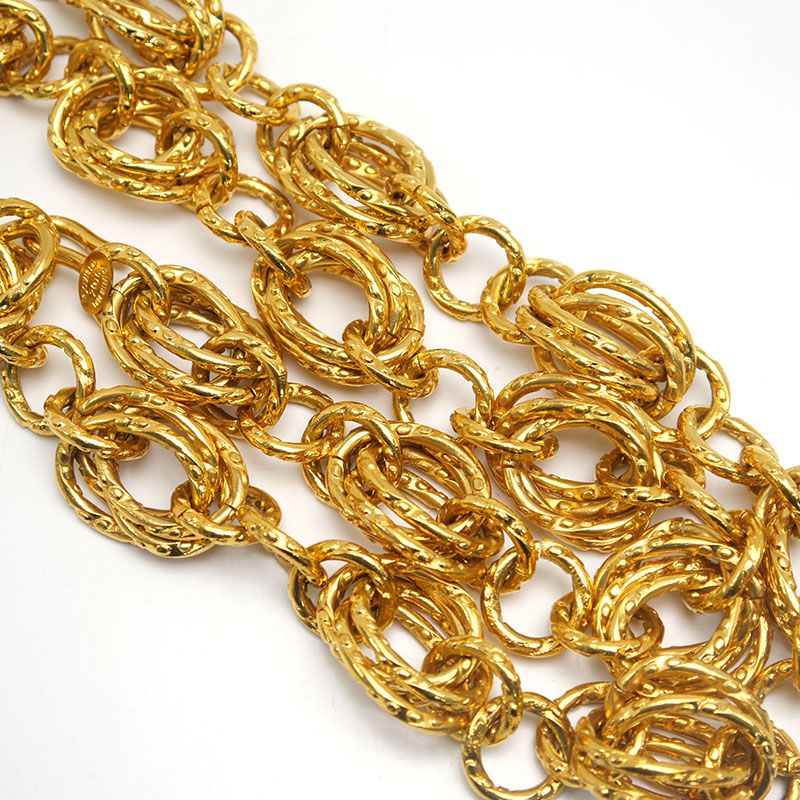 Chanel Circle Logo Necklace Plated Gold Chain