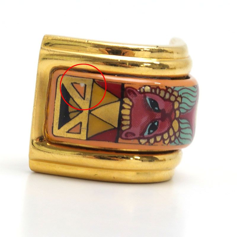 Hermes Enamel Earring Plated Animal Cat