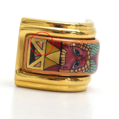 Hermes Enamel Earring Plated Animal Cat