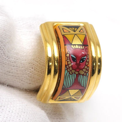 Hermes Enamel Earring Plated Animal Cat