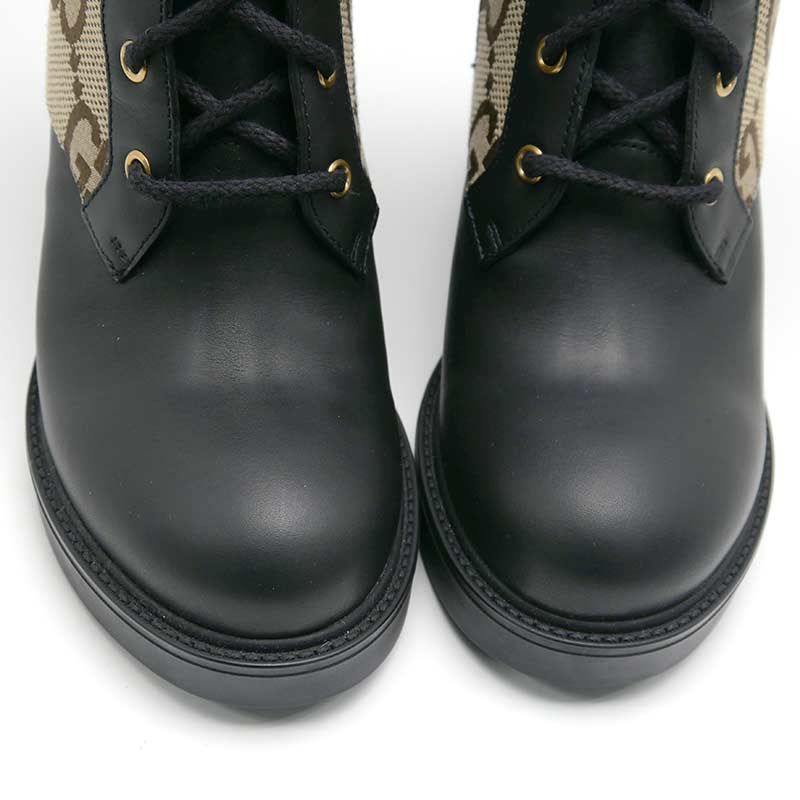 Gucci Double G Ankle Boots 38 GG Canvas X Leather *unused