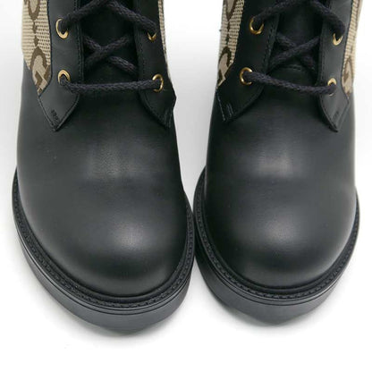 Gucci Double G Ankle Boots 38 GG Canvas X Leather *unused
