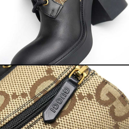 Gucci Double G Ankle Boots 38 GG Canvas X Leather *unused