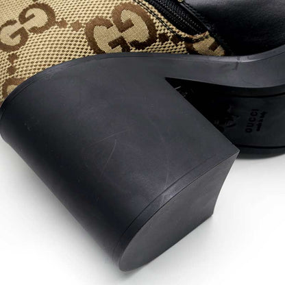 Gucci Double G Ankle Boots 38 GG Canvas X Leather *unused
