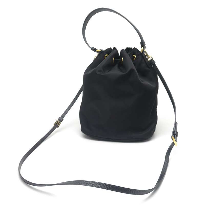 Prada Duet Re-nylon Bucket Bag 1bh038 Black
