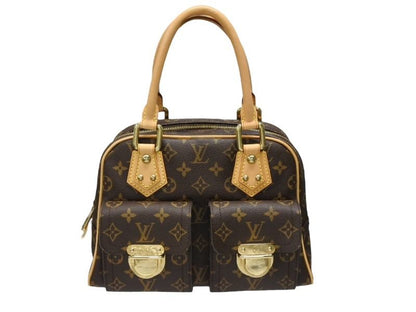 Louis Vuitton Manhattan PM Handbag Vachetta Leather Brown Gold