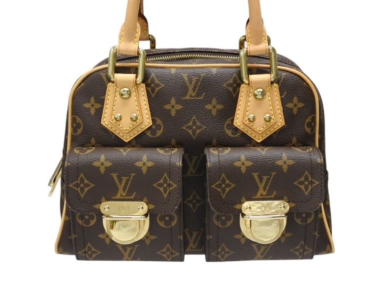 Louis Vuitton Manhattan PM Handbag Vachetta Leather Brown Gold — view 2