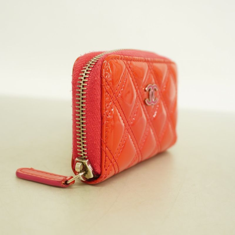Chanel Coin Case Matelasse Patent Leather Pink Silver Hardware Ladies