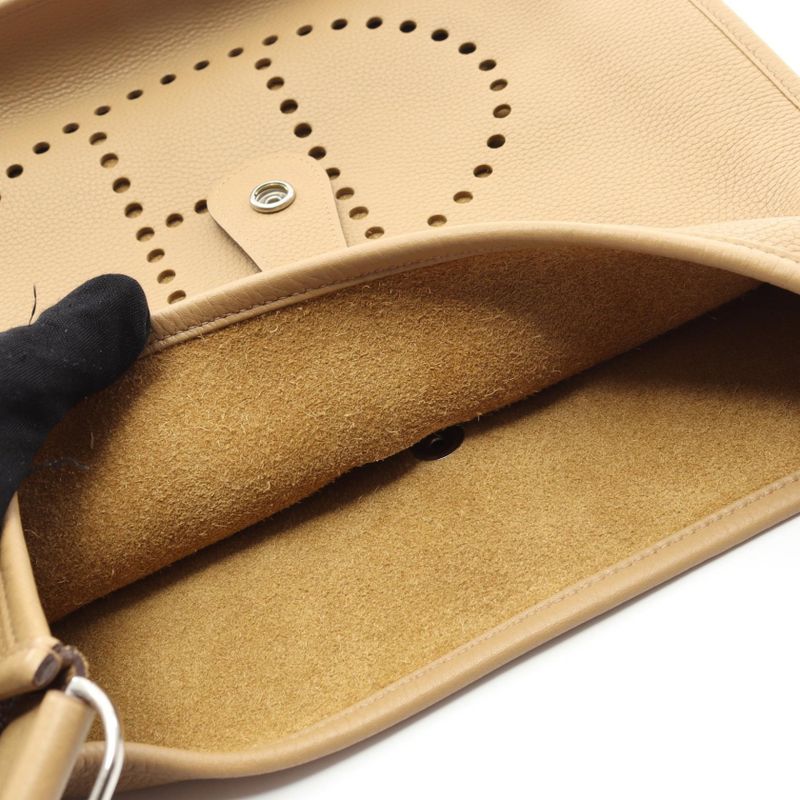 Hermes Shoulder Bag Evelyn 1 Anne GM Beige Leather Evelyn GM Beige Ladies Used a