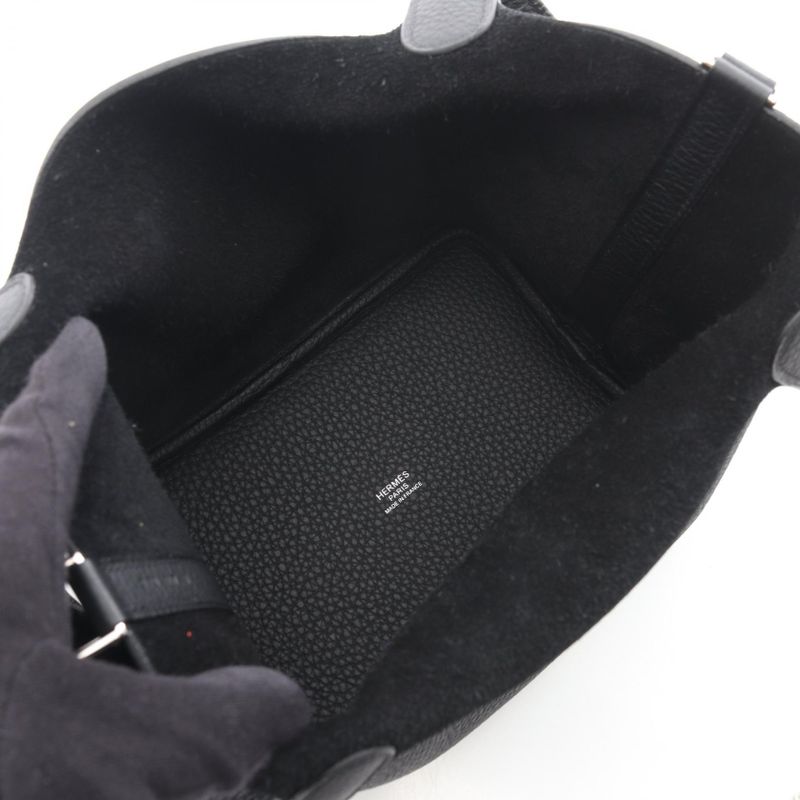 Hermes Handbag Picotin Lock PM Black Leather Picotin Lock PM Black Ladies Used a