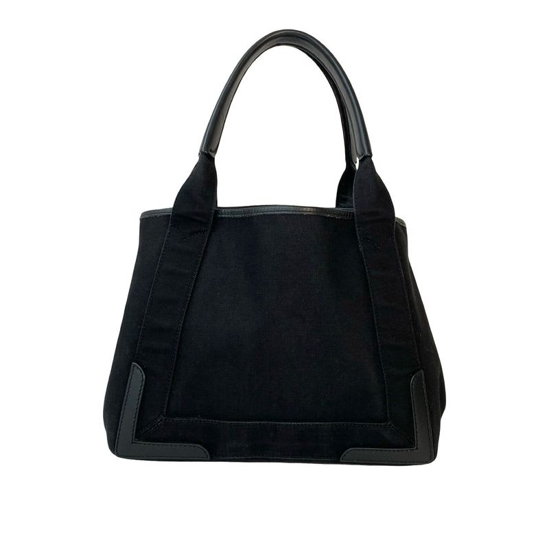 Balenciaga Navy Cabas S Logo Canvas Leather Tote Bag Handbag Black 29921