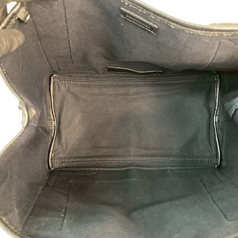 Balenciaga Navy Cabas S Logo Canvas Leather Tote Bag Handbag Black 29921