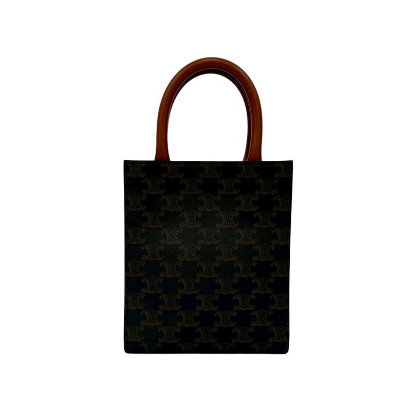 Celine Vertical Cabas Leather 2-Way Handbag Mini Tote Bag Shoulder Bag Brown