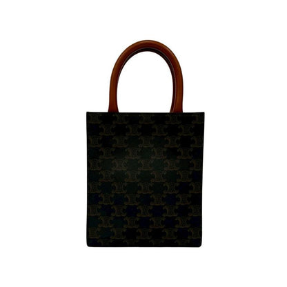 Celine Vertical Cabas Leather 2-Way Handbag Mini Tote Bag Shoulder Bag Brown