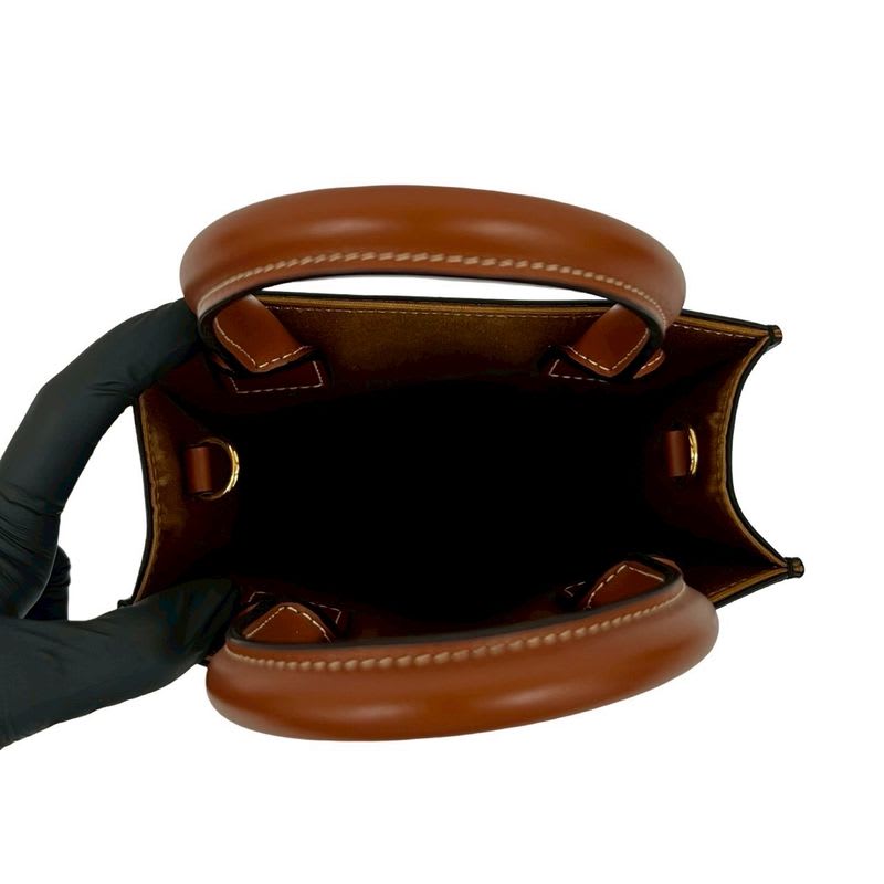 Celine Vertical Cabas Leather 2-Way Handbag Mini Tote Bag Shoulder Bag Brown