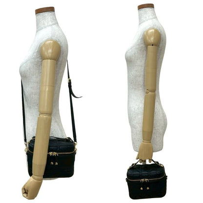 Christian Dior Travel Small Vanity Bag Cannage Leather 2-Way Handbag Shoulder