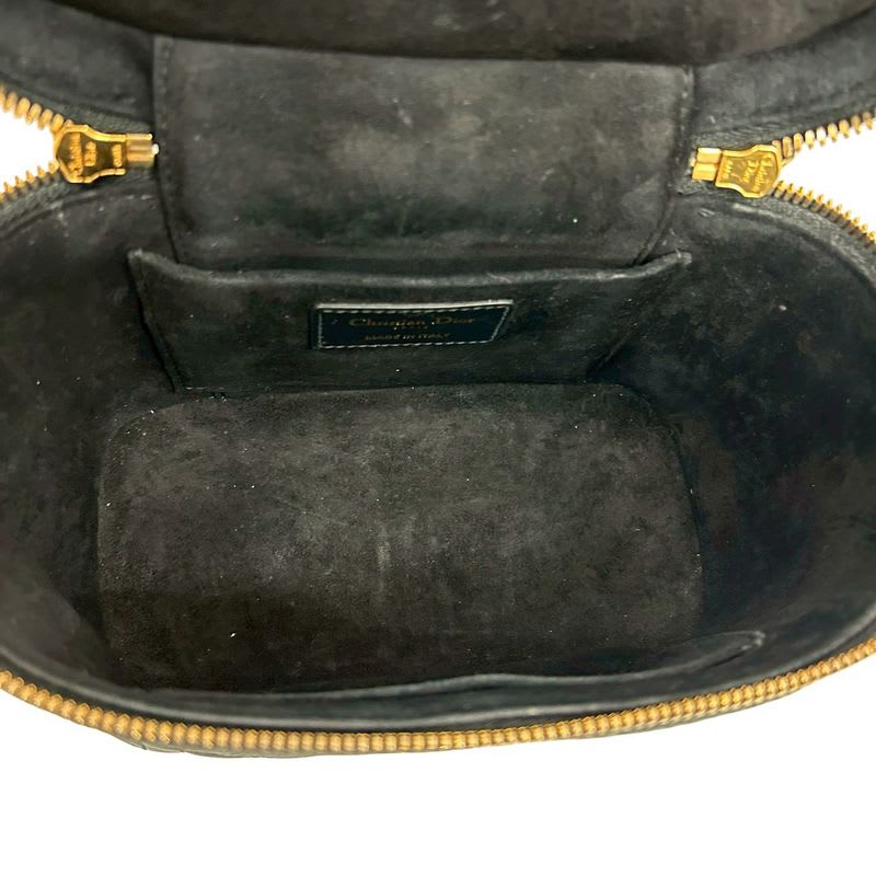 Christian Dior Travel Small Vanity Bag Cannage Leather 2-Way Handbag Shoulder
