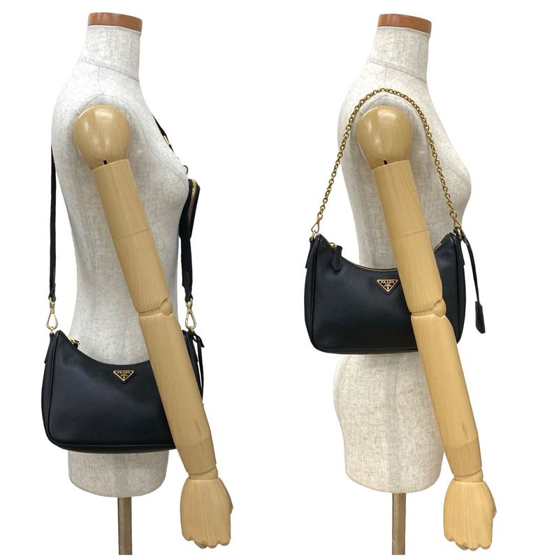 Prada Triangle Logo Hardware Saffiano Leather 2-Way Shoulder Bag