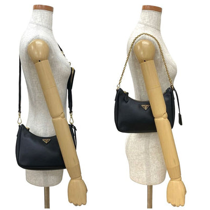 Prada Triangle Logo Hardware Saffiano Leather 2-Way Shoulder Bag