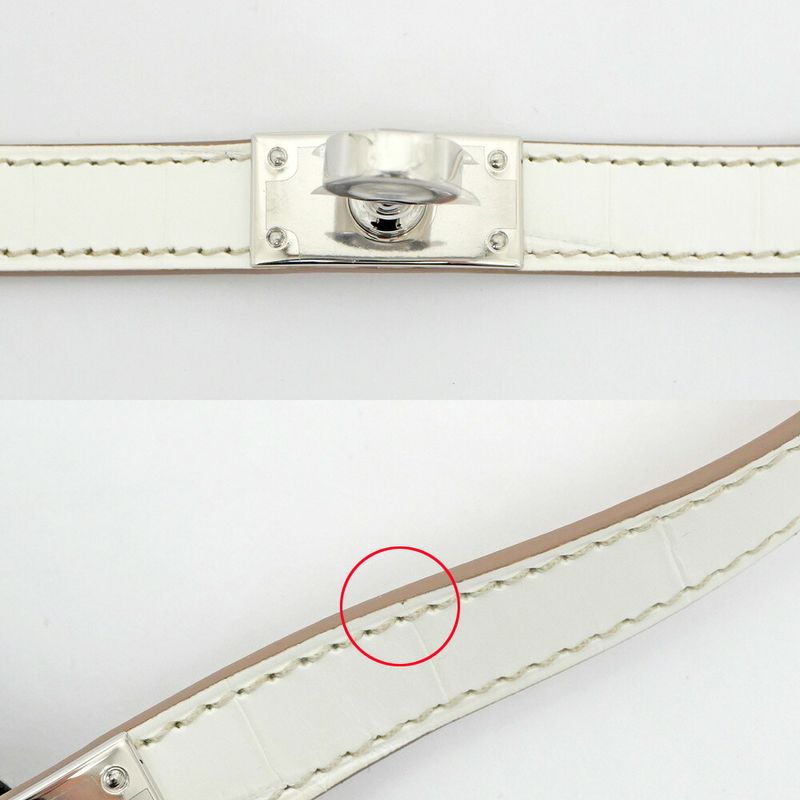 Hermes Leather Bracelet Kelly Double Tour Himalaya Silver-hardware W