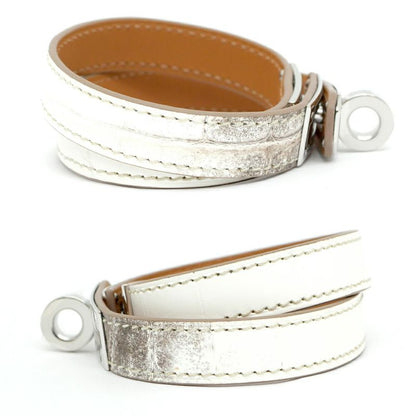 Hermes Leather Bracelet Kelly Double Tour Himalaya Silver-hardware W