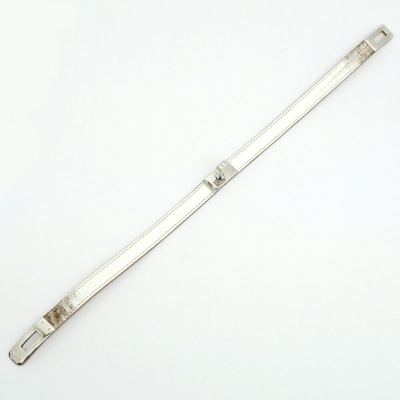 Hermes Leather Bracelet Kelly Double Tour Himalaya Silver-hardware W