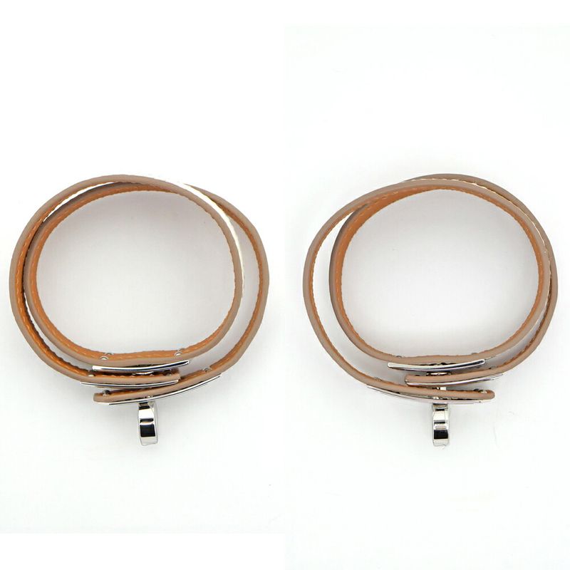 Hermes Leather Bracelet Kelly Double Tour Himalaya Silver-hardware W