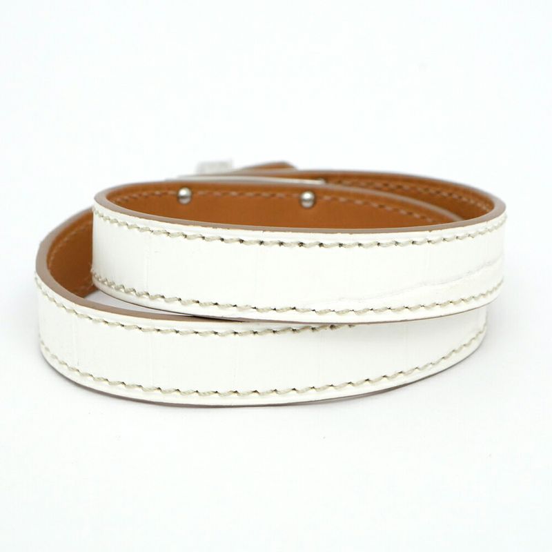 Hermes Leather Bracelet Kelly Double Tour Himalaya Silver-hardware W