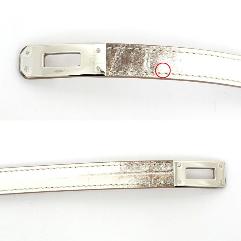 Hermes Leather Bracelet Kelly Double Tour Himalaya Silver-hardware W