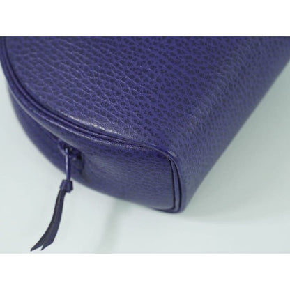 Christian Dior CD Logo Pouch Accessory Case Leather Blue Miscellaneous