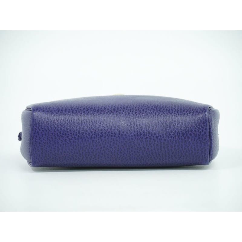 Christian Dior CD Logo Pouch Accessory Case Leather Blue Miscellaneous