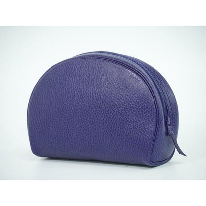 Christian Dior CD Logo Pouch Accessory Case Leather Blue Miscellaneous