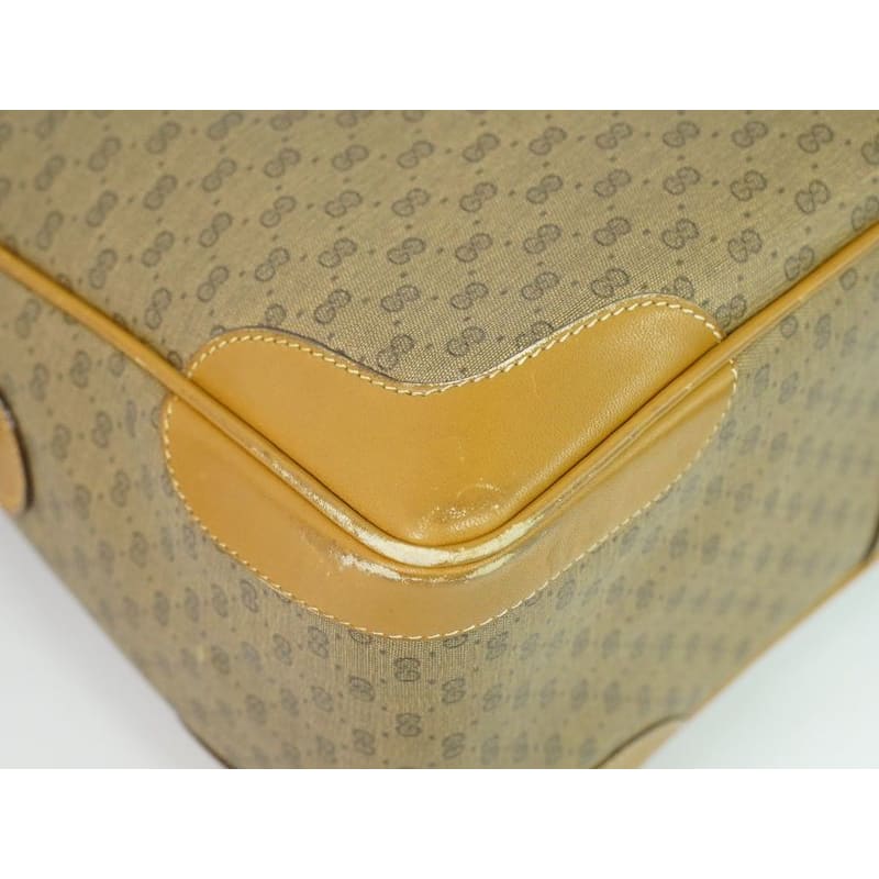 Gucci Vintage Micro GG Mini Boston Bag Handbag Brown
