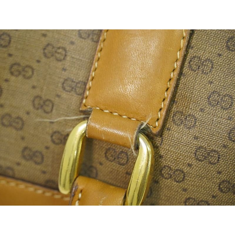 Gucci Vintage Micro GG Mini Boston Bag Handbag Brown