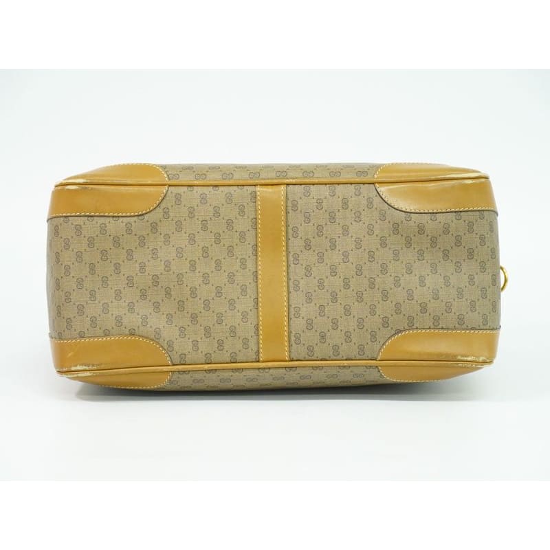 Gucci Vintage Micro GG Mini Boston Bag Handbag Brown
