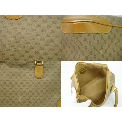 Gucci Vintage Micro GG Mini Boston Bag Handbag Brown