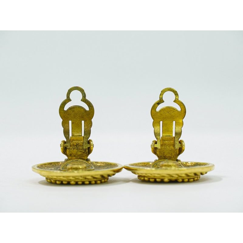 Chanel Coco Mark Earrings GP Gold Plated Accessories Jewelry
