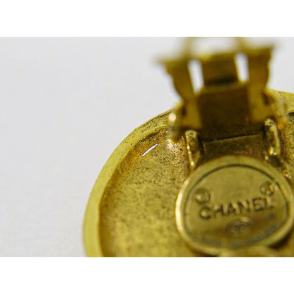 Chanel Coco Mark Earrings GP Gold Plated Accessories Jewelry